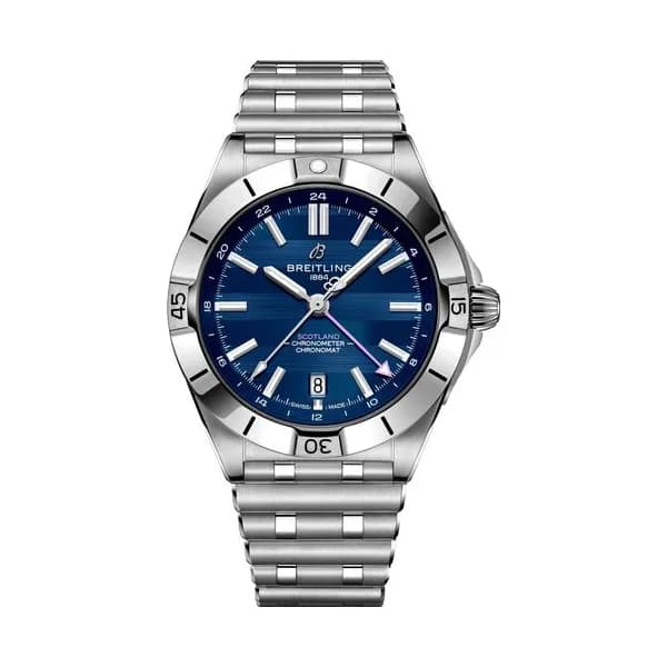 Breitling Montre Breitling Chronomat GMT Six Nations Écosse automatique cadran bleu bracelet acier 40 mm