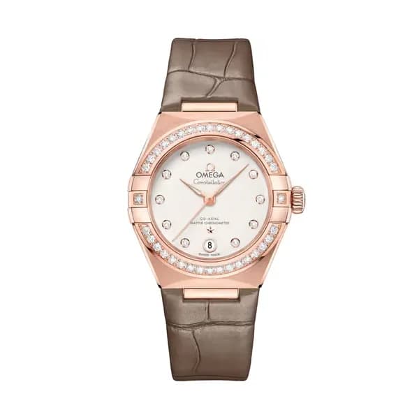 Omega Constellation 29 mm, or Sedna™ sur bracelet en cuir