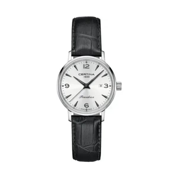 Certina Montre Certina DS Caimano Lady Quartz Cadran Argent Bracelet Cuir