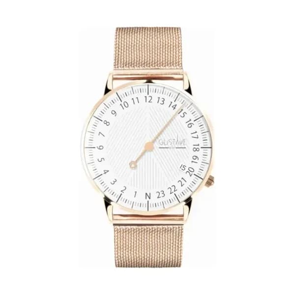 Gustave & Cie Montre 24H André Or Rose & Blanc Milanais Or Rose 36mm