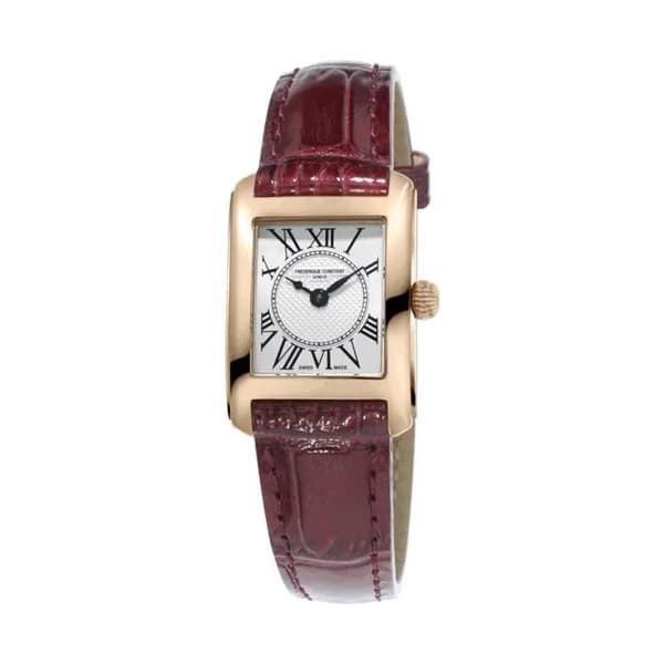 Frédérique Constant Montre Frédérique Constant Classics quartz cadran argenté bracelet cuir burgundy