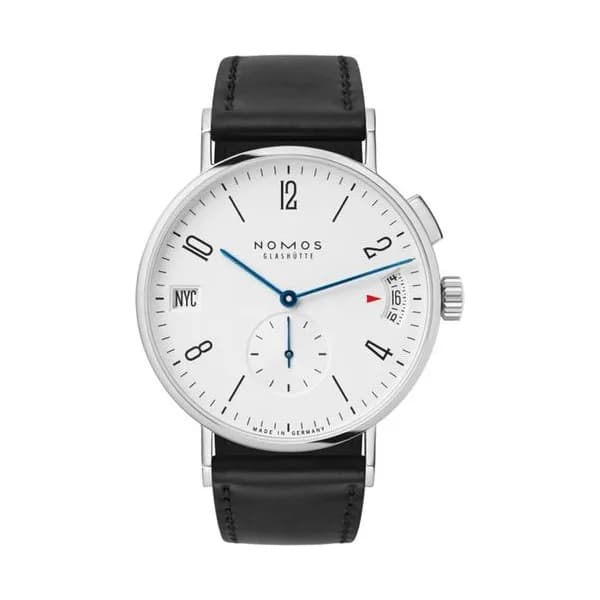 Nomos Montre NOMOS Tangomat GMT automatique fond saphir bracelet cuir véritable noir 40 mm