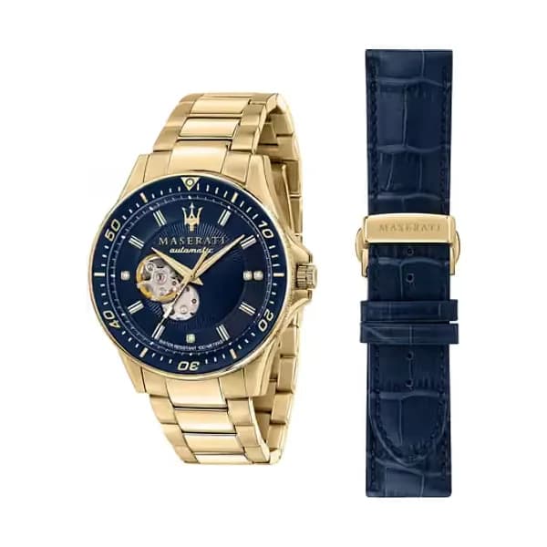 Maserati Coffret MASERATI SFIDA DIAMONDS Montre Homme en Acier Jaune et Bracelet Interchangeable