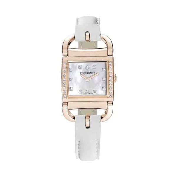 Pequignet E. Montre Pequignet Attellage Quartz - Cadran Nacre Blanc - Bracelet Blanc mat - 5896509CD-CBM