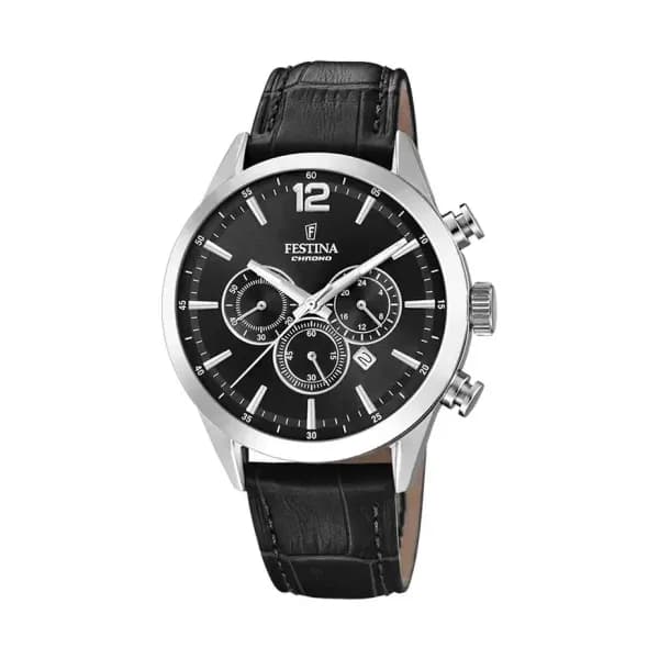 Festina Montre Homme FESTINA TIMELESS CHRONOGRAPH en Cuir Noir Etanche