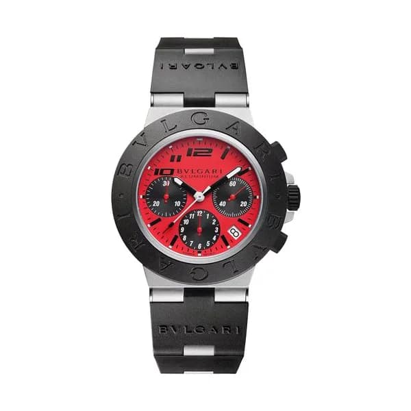 Bulgari Montre Bulgari Bvlgari Aluminium Ducati automatique cadran rouge bracelet caoutchouc noir 40 mm