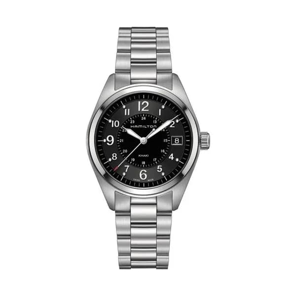 Hamilton Montre Hamilton Khaki Field cadran noir bracelet acier 40 mm