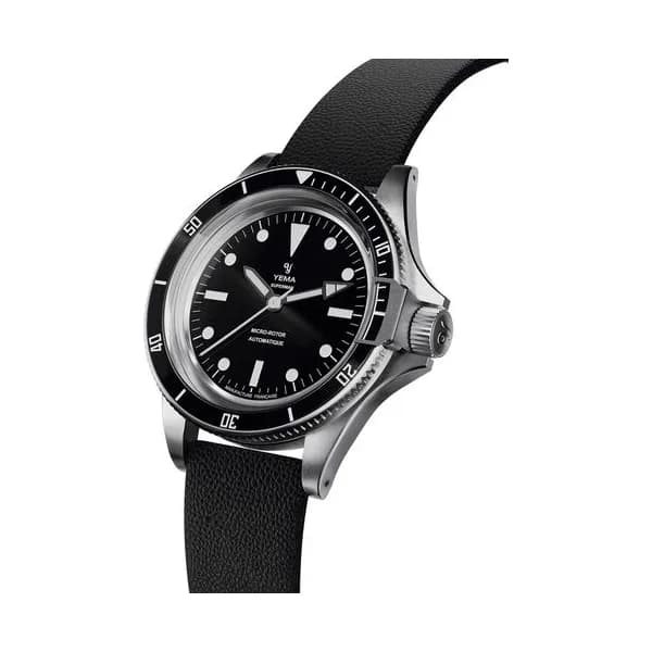 Yema Montre Yema Superman Slim CMM.20 automatique cadran noir bracelet cuir noir 39 mm