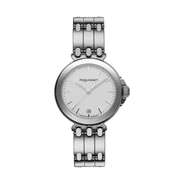 Pequignet E. Montre Pequignet Moorea - Cadran Blanc & Bracelet 3 rangs 38.5mm - 4240313