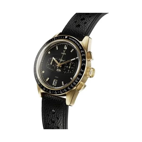 Yema Montre Yema Rallygraf Meca-Quartz II Classic Racing School cadran noir bracelet cuir 40 mm
