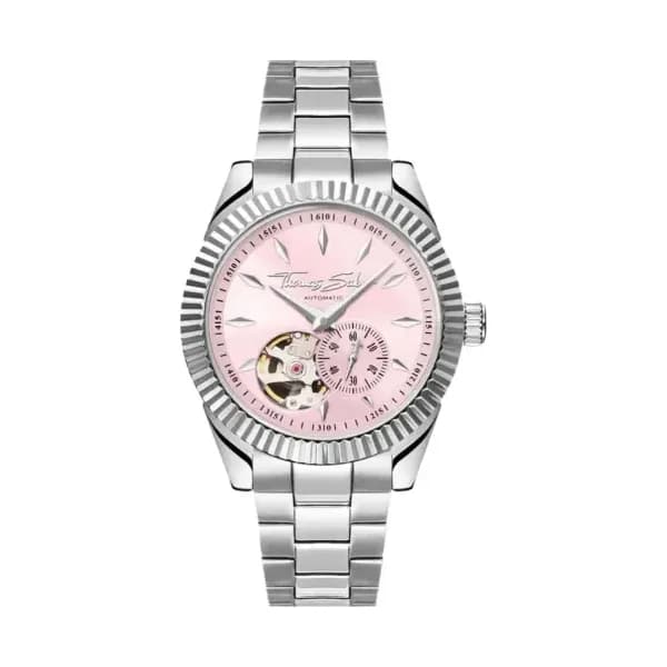 Thomas Sabo Montre automatique argentée de 36 mm avec cadran rose rebelle WA0418-201-204