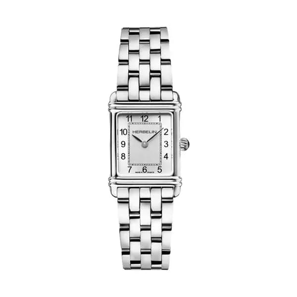 Michel Herbelin Montre Michel Herbelin Art Deco quartz cadran argent chiffres arabes bracelet acier 20,3 x 24,4 mm
