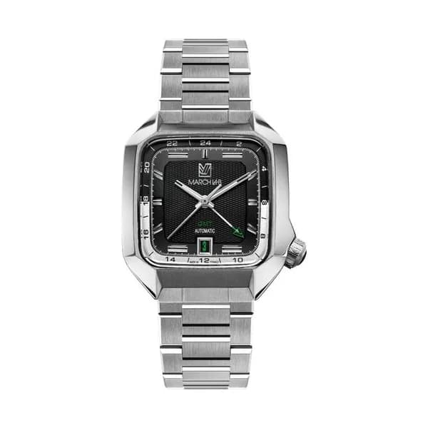 March LA.B Montre March LA.B AM2 GMT Automatique Cadran Black Acier Brossé 3 maillons