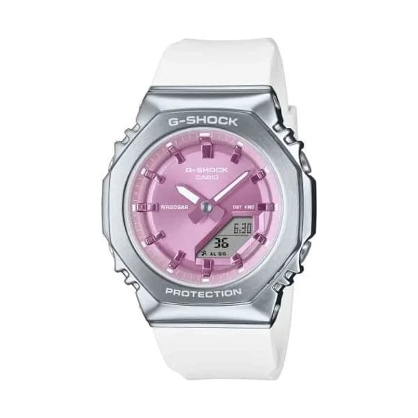 Casio Montre GShock G-Steel Lady - Série GM-S2100 - Blanc & Rose 46 x 40.2 mm- GM-S2110-7A6