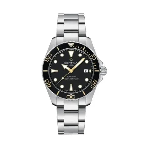 Certina Montre Certina DS Action Diver 40.5mm Powermatic 80 Cadran Noir Bracelet Acier inoxydable