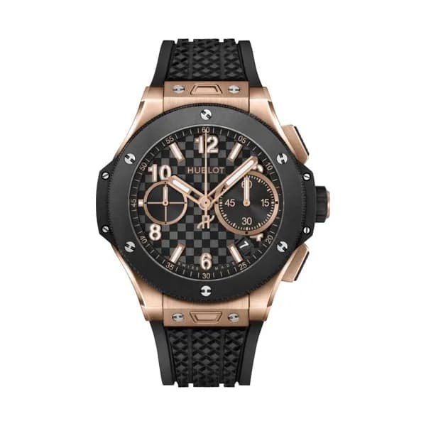 Hublot Montre Hublot Big Bang Original Unico King Gold Ceramic automatique cadran carbone bracelet caoutchouc 43 mm