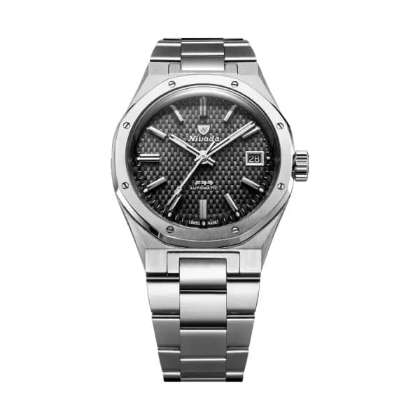 Nivada Grenchen Montre F77 MKII Tressed Dial - Black Dial