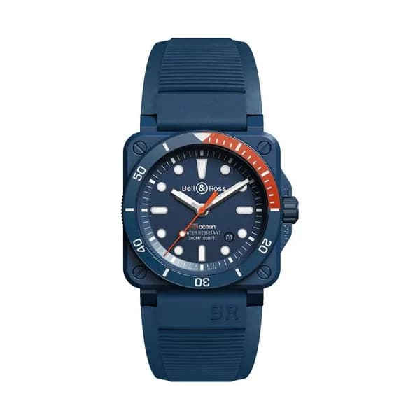 Bell & Ross Montre Bell &amp; Ross BR 03-92 Diver Tara céramique automatique cadran bleu bracelet caoutchouc 42 mm