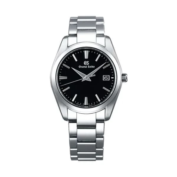 Grand Seiko Montre Grand Seiko Heritage quartz cadran noir bracelet acier 37 mm