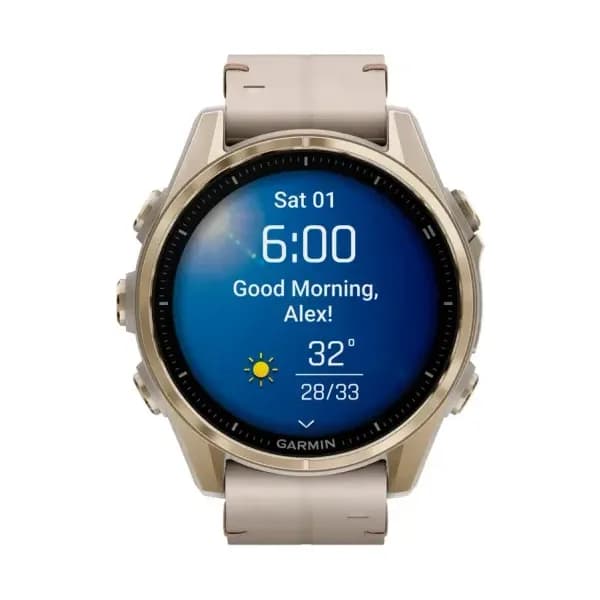 Garmin Montre Garmin Fenix 8 43mm AMOLED Sapphire Soft Gold Bracelet Cuir + Silicone