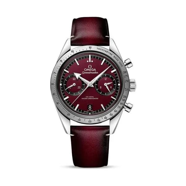 Omega Montre Omega Speedmaster '57 Co-Axial Master Chronometer cadran rouge bracelet cuir 40,5 mm
