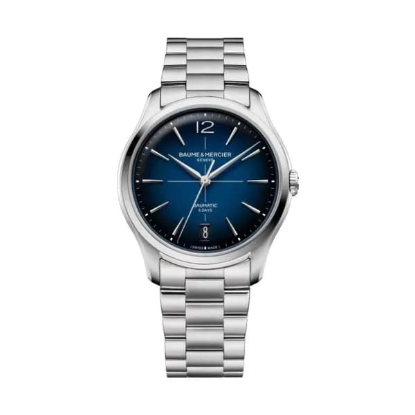 Baume & Mercier Montre Baume et Mercier Clifton automatique cadran bleu bracelet acier 39 mm
