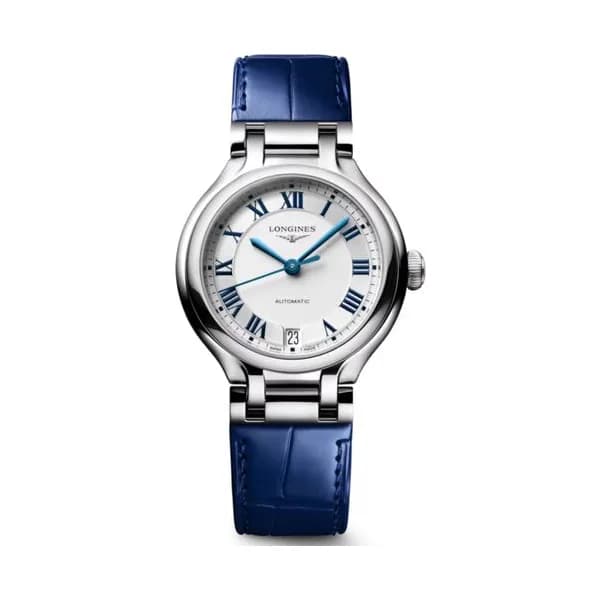 Longines Montre Longines Longines primaluna 34 mm Automatique Cadran Argenté "soleil" Bracelet Cuir