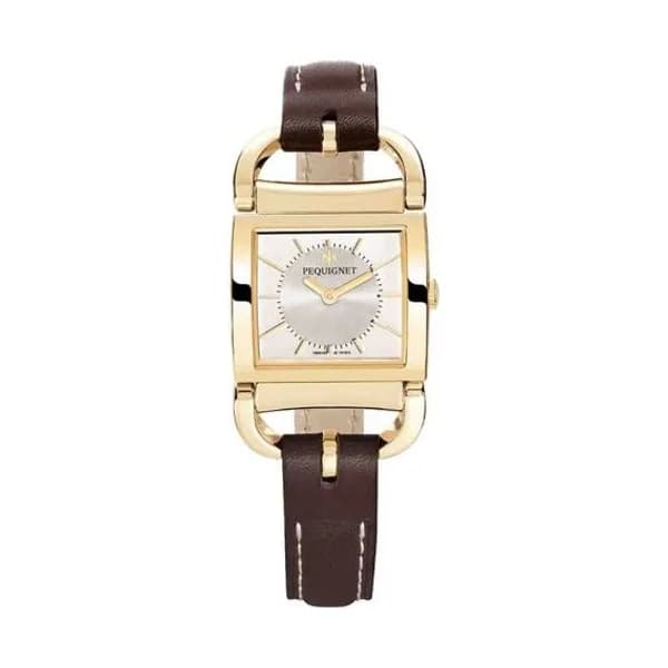 Pequignet E. Montre Pequignet Attellage Quartz - Cadran Argent - Bracelet Noir - 5895438