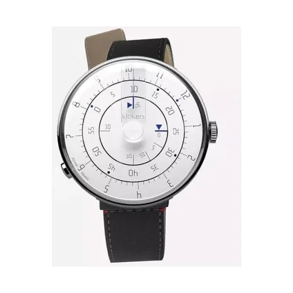 Klokers Montre Klokers KLOK-01 Minimal White Bracelet Cuir Noir
