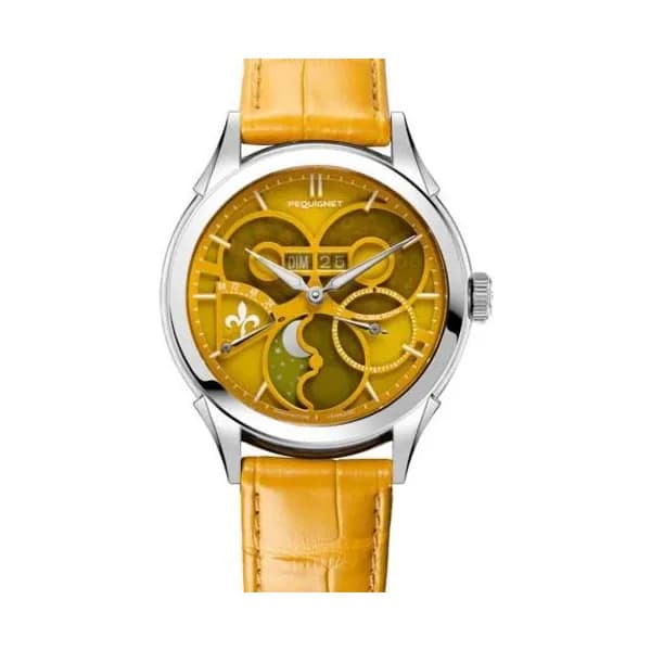 Pequignet Montre Pequignet Royale saphir - Cadran Jaune Ambre Automatique Cadran Jaune - 9010822