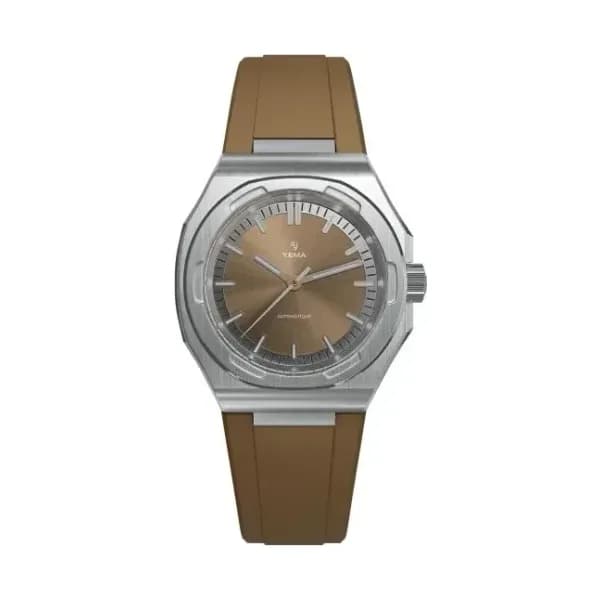 Yema Montre Yema Urban Traveller Cadran Brun Bracelet Caoutchouc