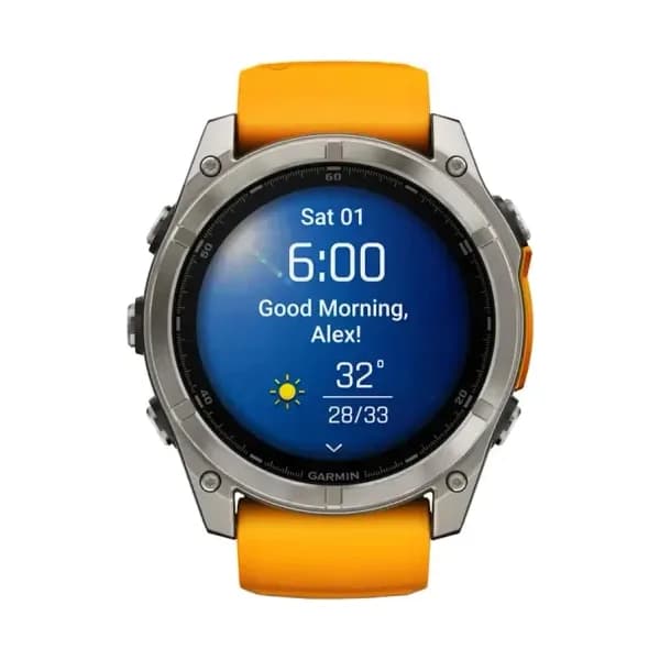 Garmin Montre Garmin Fenix 8 AMOLED Sapphire Titane Bracelet Orange 51mm