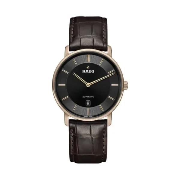 Rado Montre Rado DiaMaster Thinline Automatic 41mm Automatique Cadran Noir Bracelet Cuir 41.0 mm