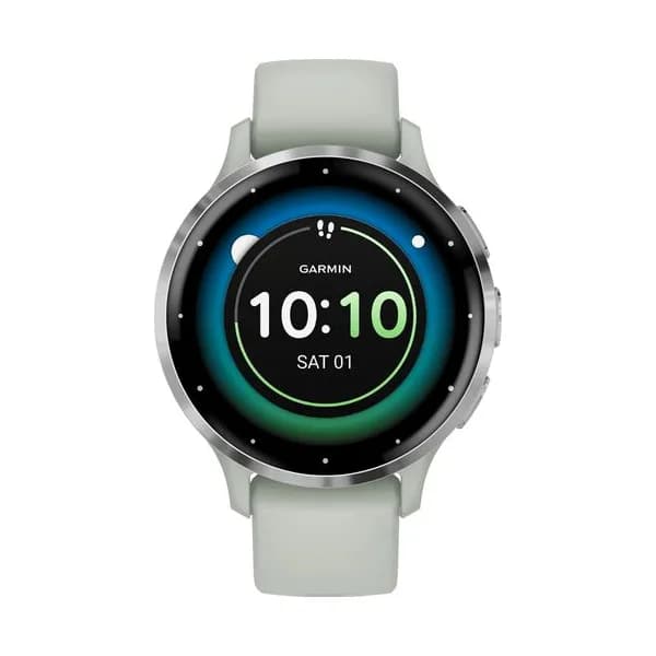 Garmin Montre connectée Garmin Venu 3S Silver bracelet silicone vert sauge 41 mm
