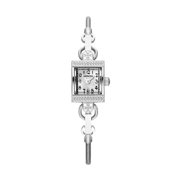 Hamilton Montre Hamilton American Classic Lady Vintage quartz cadran nacre blanche bracelet chaînette acier 15 mm