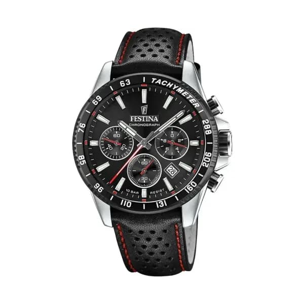 Festina Montre Homme FESTINA TIMELESS CHRONOGRAPH en Cuir Noir Etanche