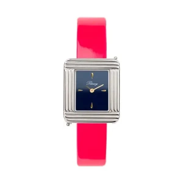 Poiray Montre Poiray Ma Première Mini Acier Cadran Bleu Bracelet Veau Vernis Rose