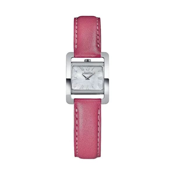 Michel Herbelin Montre Michel Herbelin V Avenue quartz cadran nacre chiffres romains bracelet cuir rose 22,5 x 17 mm
