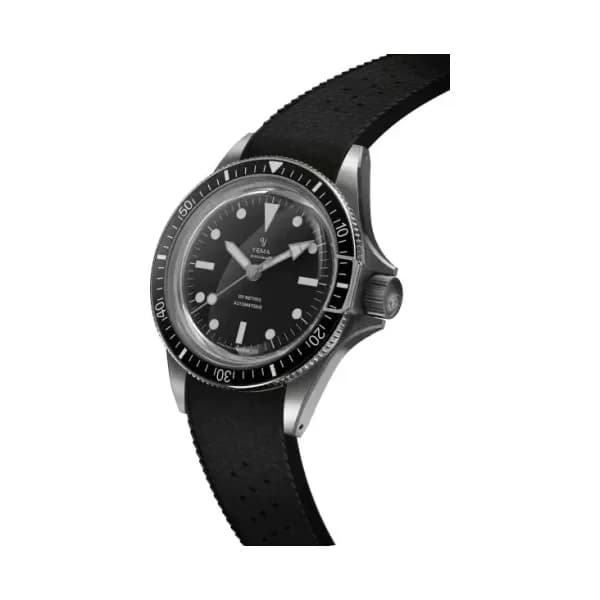 Yema Montre Yema Superman Steel CMM.10 41mm Cadran Noir Bracelet FKM Viton