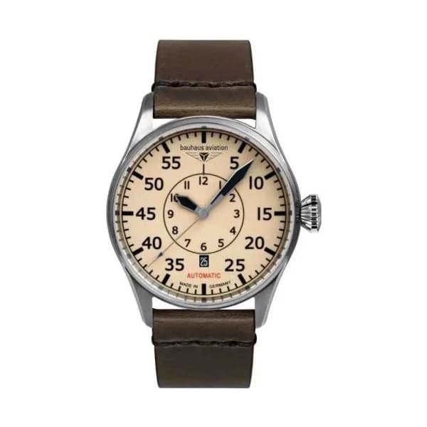 Bauhaus Montre Bauhaus Aviation Flight Control Automatique Cadran Beige Bracelet Cuir - 27565