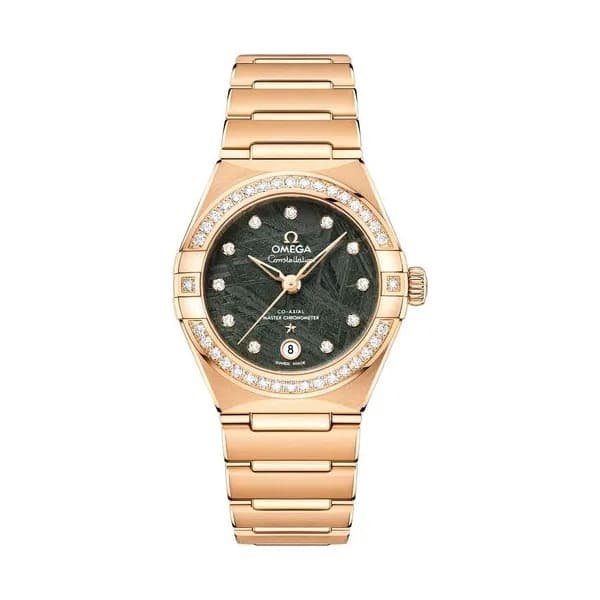 Omega Montre Omega Constellation Météorite Or jaune cadran vert bracelet or jaune 29 mm
