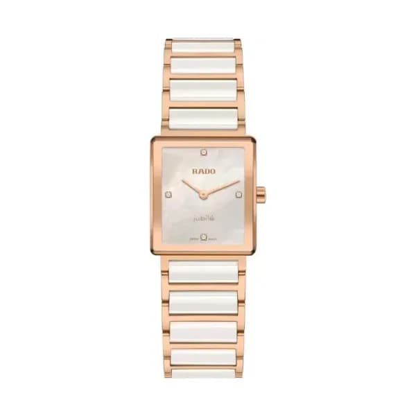 Rado Montre Rado Integral Diamonds Quartz Cadran Blanc Bracelet Blanc