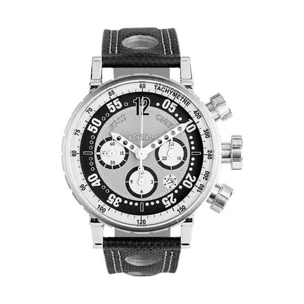 B.R.M Montre B.R.M GT12 automatique cadran gris et noir bracelet cuir noir 44 mm