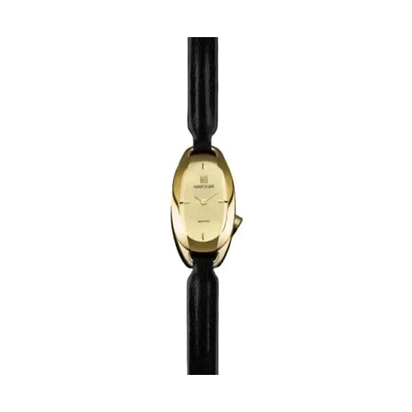 March LA.B Montre March LA.B Oblongue Electrique Gold Chevreau Noir