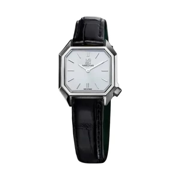 March LA.B Lady Mansart Electrique - White - Alligator Noir