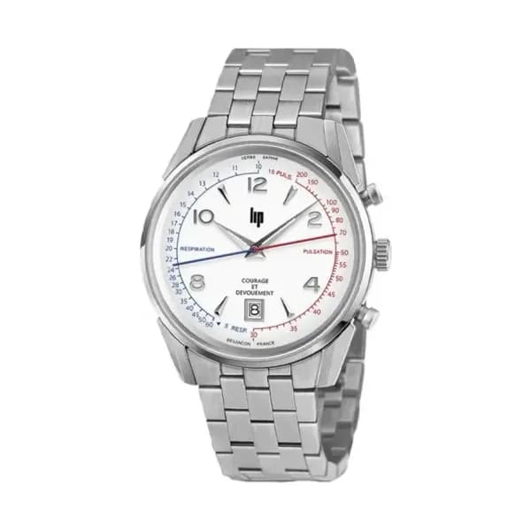 Lip Montre Lip Himalaya Courage - Homme - cadran Blanc- 40 mm - Acier 316L - 671708