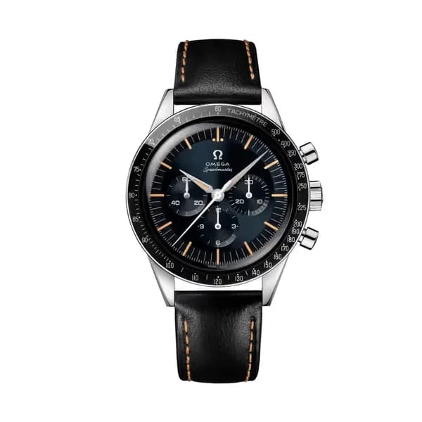 Omega Speedmaster 39,7 mm, acier sur bracelet en cuir