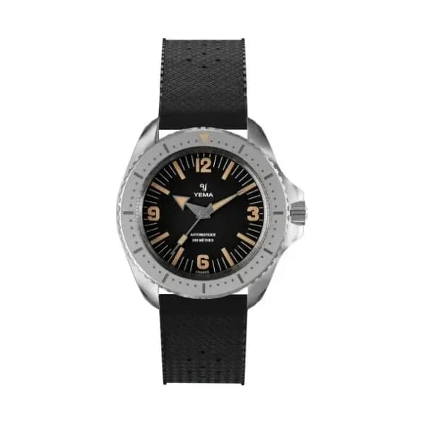 Yema Montre Yema Diver Cadran Noir Bracelet Caoutchouc