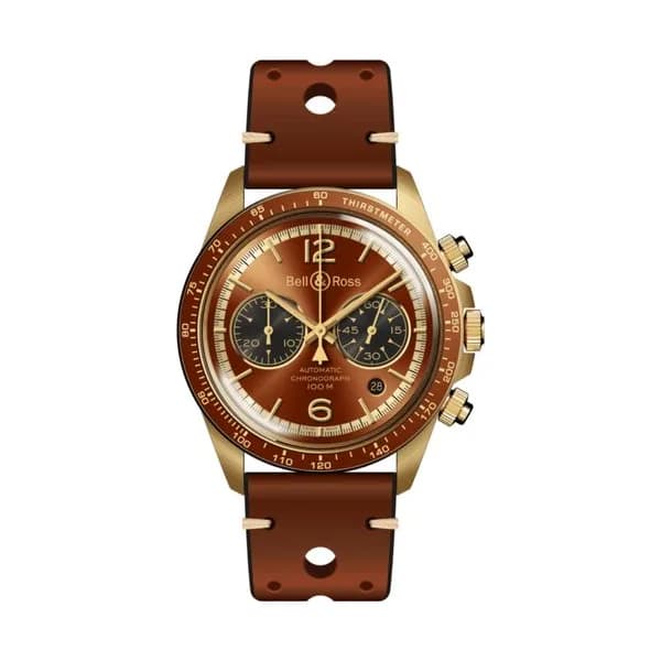 Bell & Ross Montre Bell &amp; Ross BR V2-94 Bellytanker Bronze Espresso automatique cadran marron bracelet cuir 41 mm