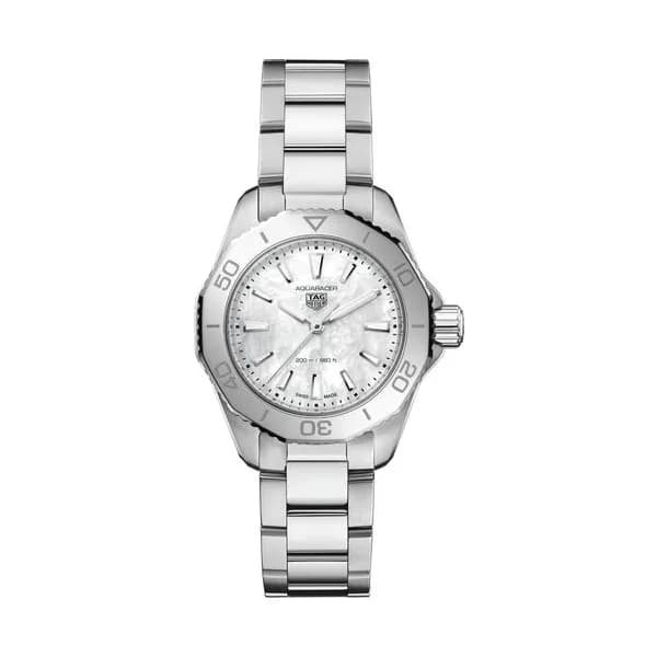 TAG Heuer Montre TAG Heuer Aquaracer Professional 200 quartz cadran nacre blanche bracelet acier 30 mm